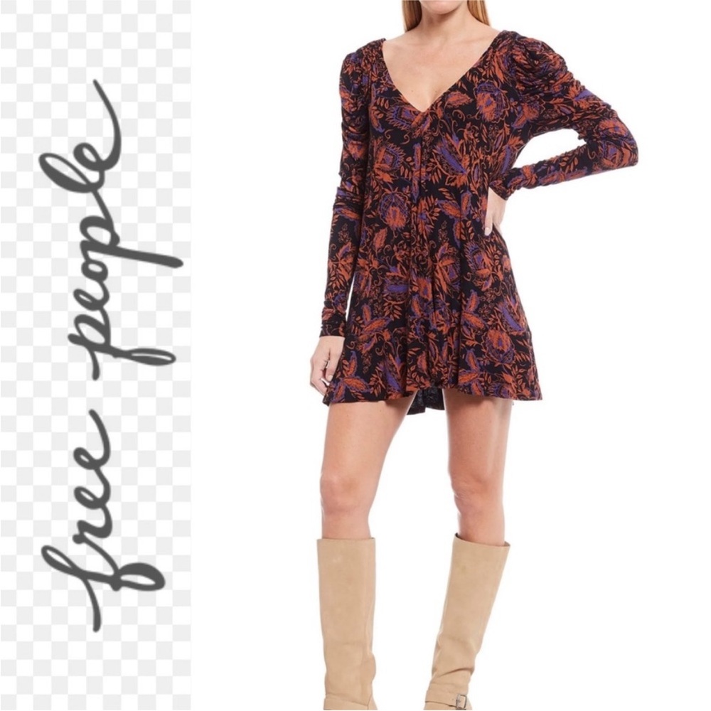 Free People Hello Lover Tunic Dress Black Extra Small XS Whimsygoth Stretch Chic